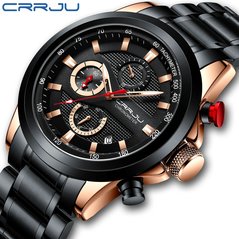 CRRJU Watch Men 2020 New Stainless Steel Watches Reloj Hombre Waterproof Top Brand Luxury Business Watches Relogio Masculino