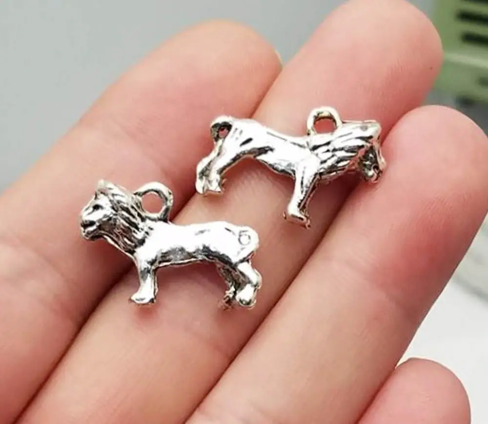 

15pcs/Lot--23x15mm Antique Silver Plated Lion Charms Animals Pendants For Diy Keychain Supplies Jewelry Making Accessories