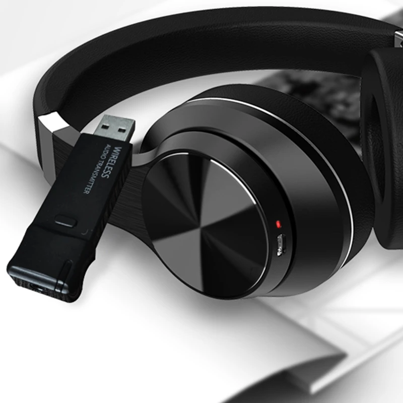 Bluetooth Headphone + USB Transmitter for TV PC Wireless Earphone Over-Ear Noise HiFi Stereo Gaming Headset with Mic