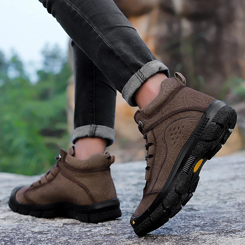 Мужские уличные ботинки из искусственной кожи тактическая обувь дышащие