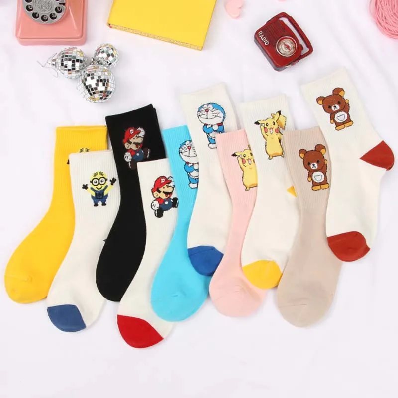 Женские Длинные хлопковые носки длинные средней длины в стиле Харадзюку для