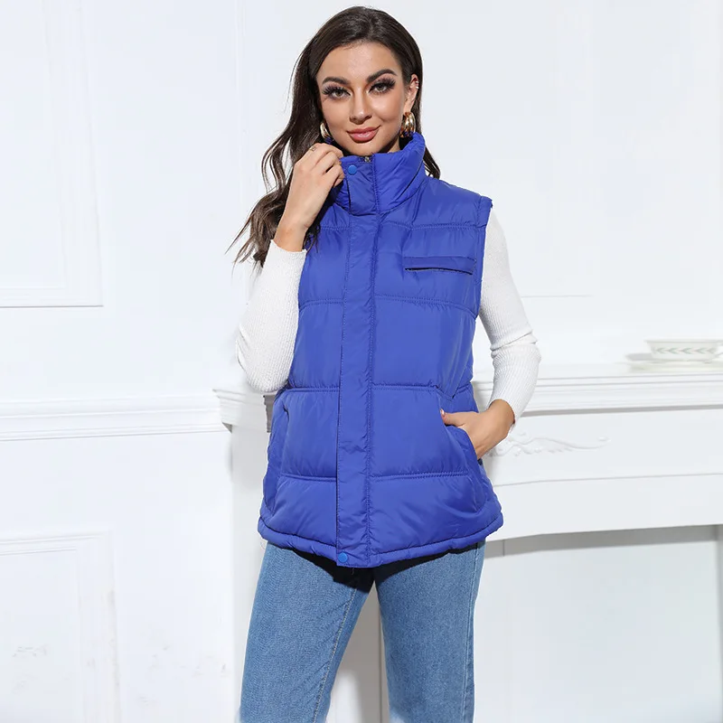 

Parkas 2021 Women Puffer Jackets Winter Down Coat Vest New Trendy Fashion Zip Up Ladies Turn Down Collar Street Style Clothing
