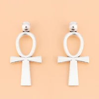 10pcslot silver color ankh egyptian cross charms pendants 2 sided for necklace jewelry making accessories