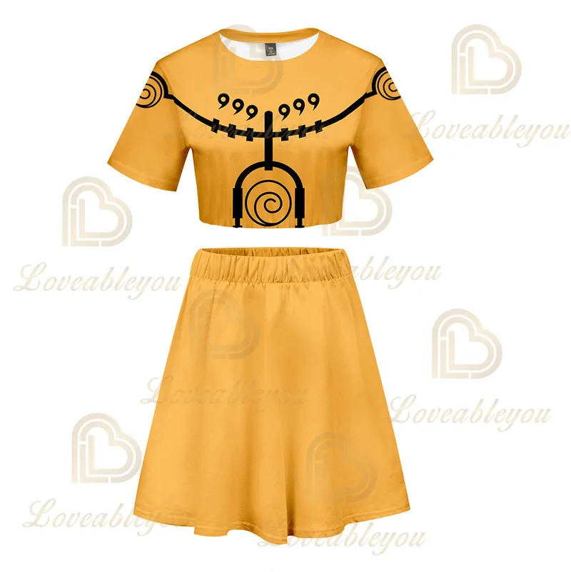 

Anime Clothes Cosplay Costume T Shirt Tees Uzumaki Akatsuki Shirt Haruno Sakura Sport Suit Short Skirts T-shirt Girls