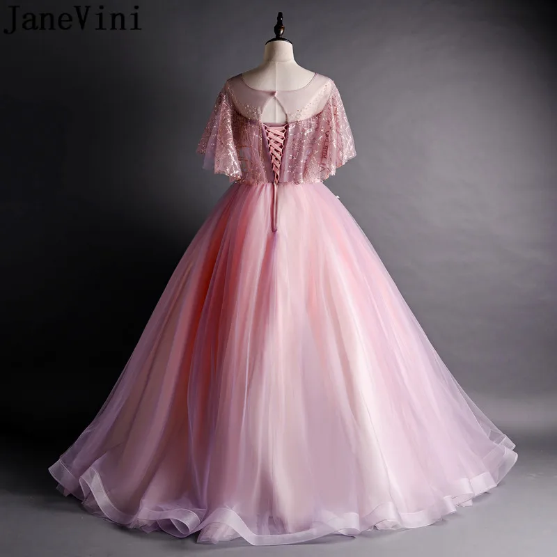 Винтажное розовое платье jaevini для Quinceanera 2021 жемчужины блестки цветы из бисера
