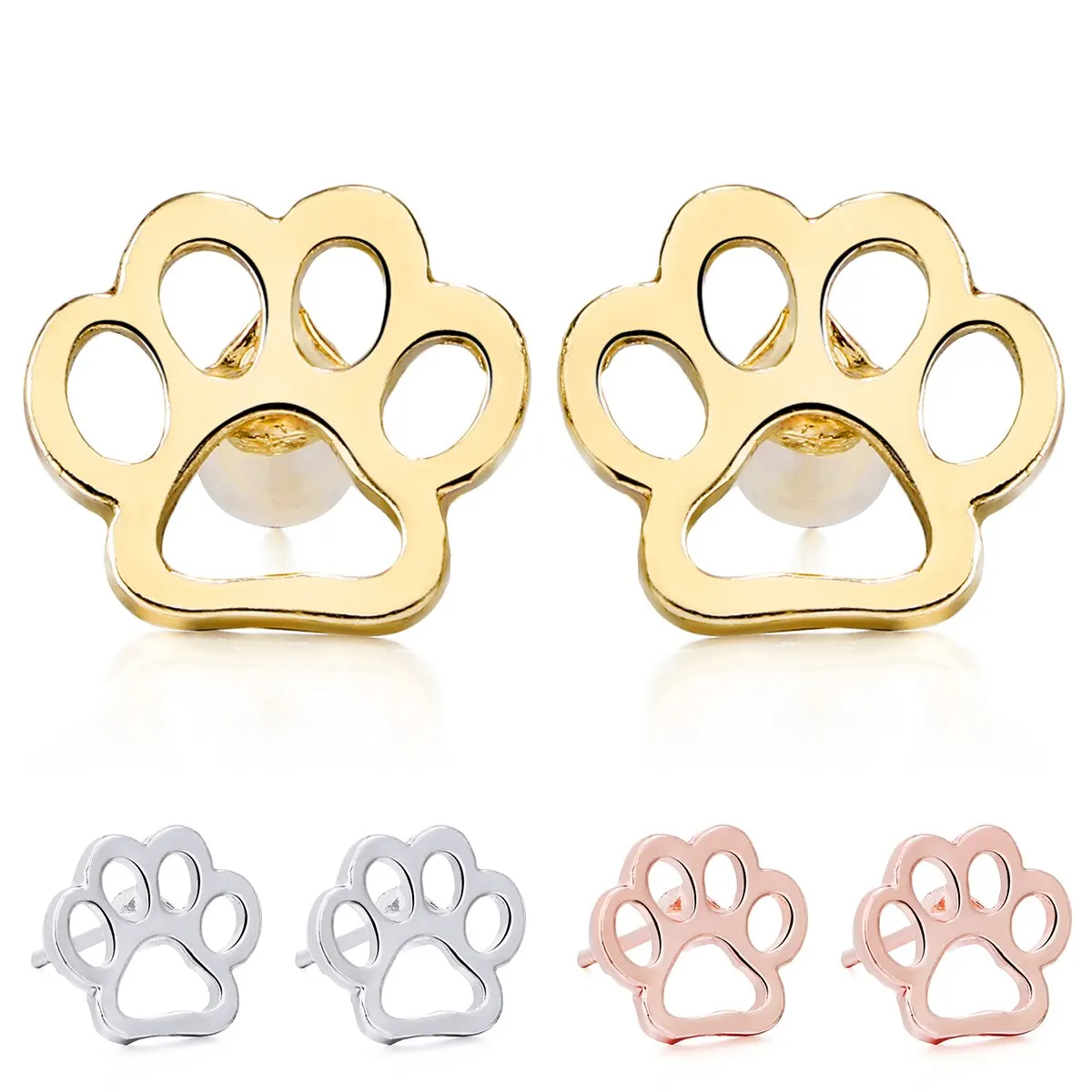 Простые серьги гвоздики с принтом лап для девочек и женщин Корейские Крошечные