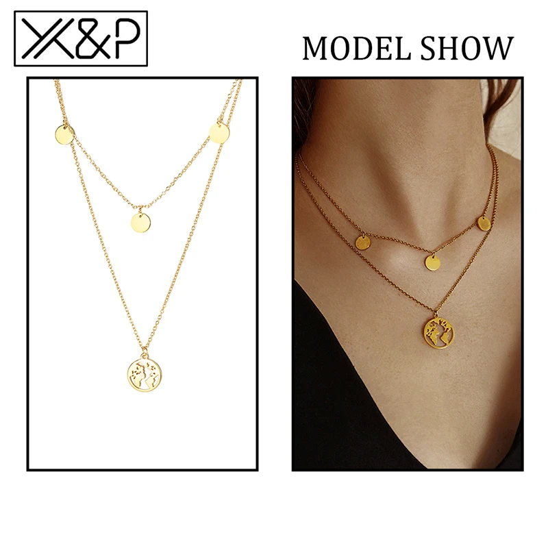 Женское винтажное ожерелье с подвеской X &amp P многослойное кристаллами бусины