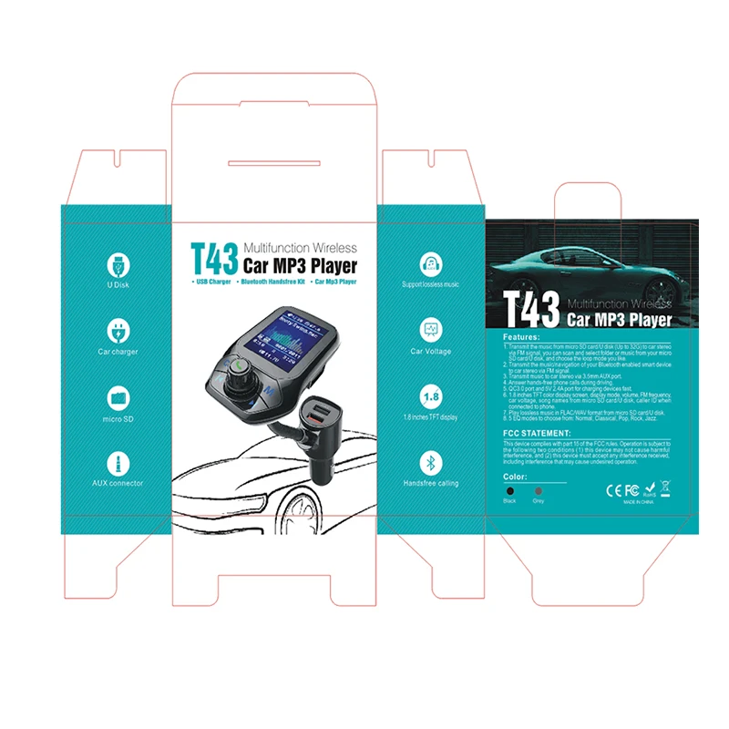 Fm передатчик Bluetooth 5 0 1 8 &quotTFT цветной дисплей автомобильный комплект громкой