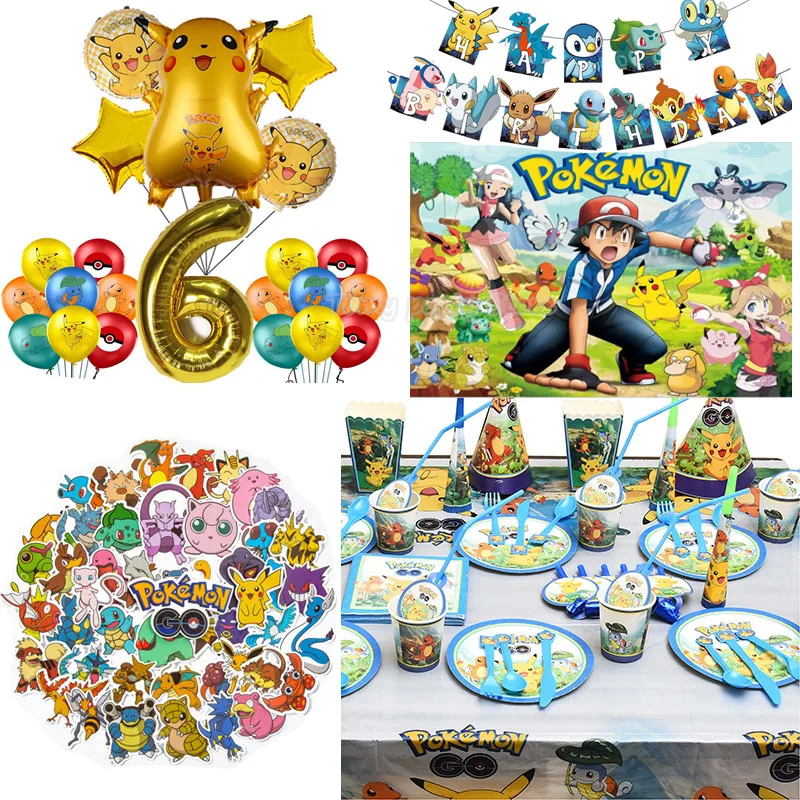 Наклейка в виде мультяшного Пикачу для детской вечеринки на день рождения | Дом и