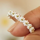 Милая ромашка цветочные кольца женские открытые манжеты регулируемые гальванические обручальные кольца подарок
