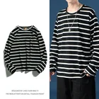 Мужская футболка в полоску, с длинным рукавом и круглым вырезом