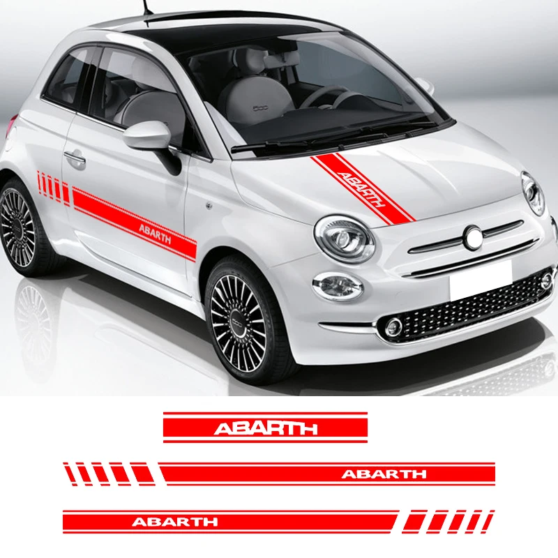 

1 Set Car Hood Side Stripe Sticker Auto Vinyl Film Racing Sports Graphics Styling Decal For FIAT 500 Tuning Car Accessories