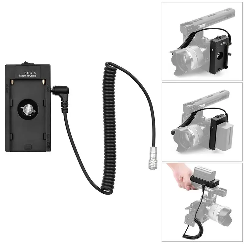 

NP-F970 F750 Battery Plate Holder Adapter + Power Adapter Cable Battery Panel Bracket for BMPCC 4K / 6K Camera