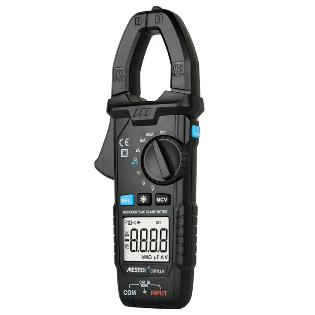 

CM83A Digital Clamp Meter 600A AC Current AC/DC Voltage Capacitance NCV Tester Ammeter Screen Backlight Multimeter