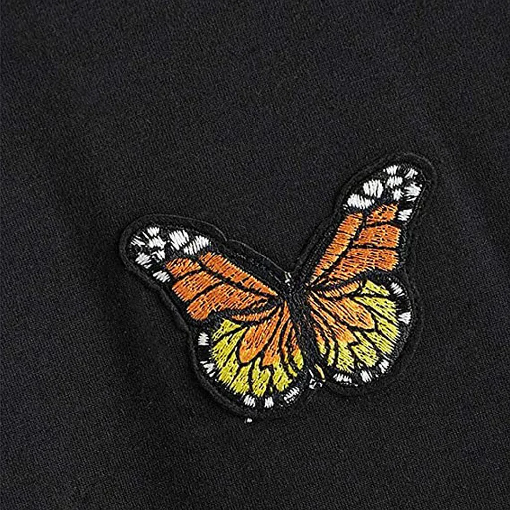

Womens Hoodies Butterfly Embroidery Aesthetic Sweatshirts Long Sleeve Pockets Pullover Hoodie Autumn Harajuku Hooded Sudaderas