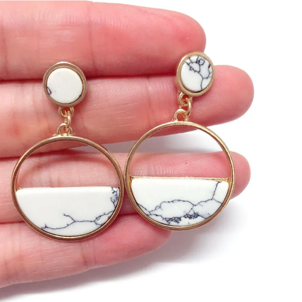 Роскошные серьги для женщин винтажные мраморные классические круглые дикой