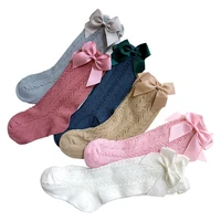 baby girl socks princess newborn socks girls kids bow knee high non slip summer spring skarpetki lolita knee sock 6 pairs