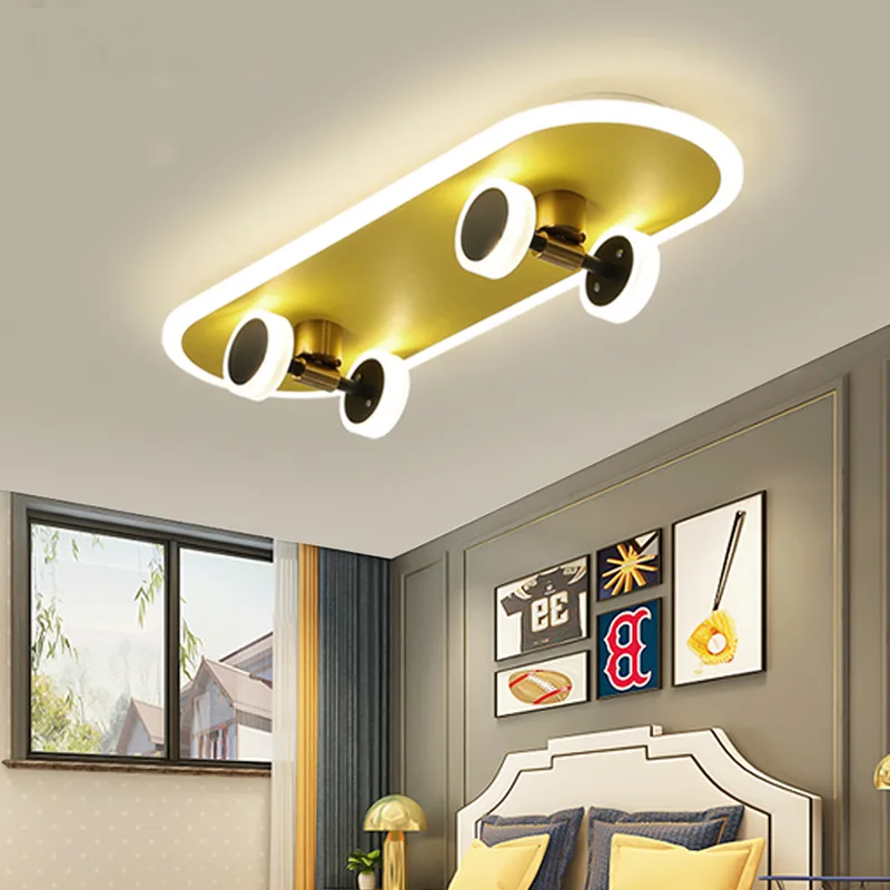 

Nordic Children's Room Ceiling Lamp Modern Simple Living Room Bedroom Skateboard Ceiling Lamp Boys Girls Room Decorative Light