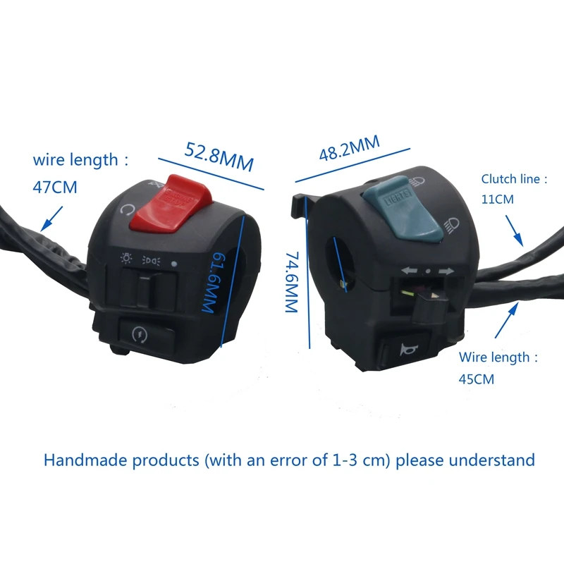 

MotoLovee 22 мм мотоциклетные левые и правые переключатели, звуковые кнопки, сигнал поворота, электрическая противотумансветильник фара, старт, контроллер, переключатель