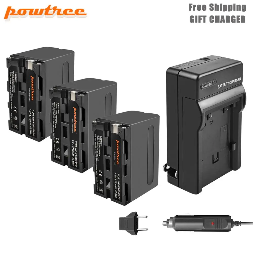 3X Battery-Charger Powtree 8700 мА/ч, NP-F960 NP-F970 Камера Батарея+ ЖК-дисплей Зарядное устройство для Sony NP F960 F970 NP-F770 F550 CCD-TRV58 TRV110K TRV26E HVR-Z1 L5 - Цвет: 3X Battery-Charger