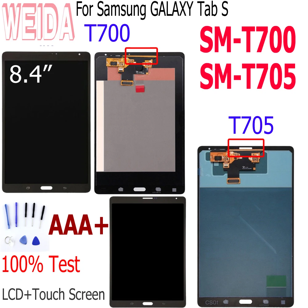 WEIDA For Samsung Galaxy Tab S 8.4 SM-T700 SM-T705 LCD Display Touch Screen Digitizer Sensors Assembly Panel for T705 T700 LCD