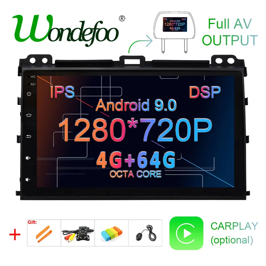 4G 64G Android 9,0 DSP ips AV выход автомобильный gps для Toyota Prado 120 Lexus GX470 экран Навигация стерео радио без DVD плеера