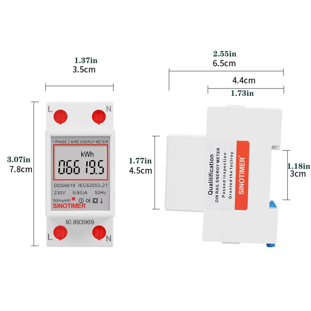 

DDS6619-005 Electric Power Meter Digital Lcd Screen Two Wire Single Phase Power Meter Kwh Ac 230v 50hz Din Rail
