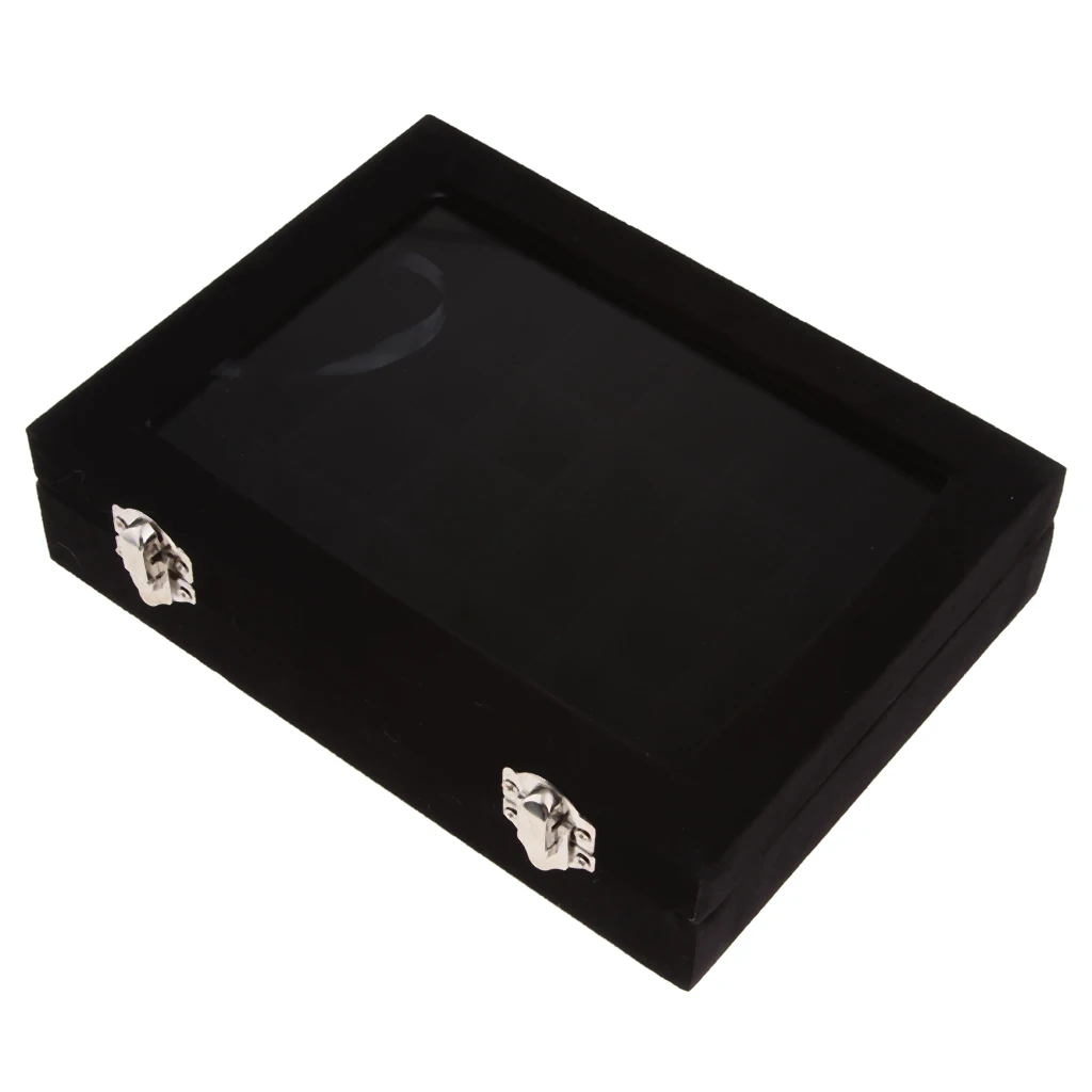 Прозрачное стекло крышка ювелирных изделий лоток 24 Сетки серьги кольцо Дисплей