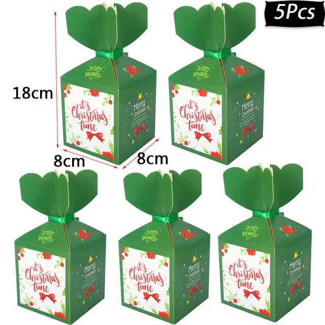 5pcs paper box d Веселые рождественские подарочные сумки Рождественская елка пластиковая упаковочная сумка Снежинка коробка с рождественскими конфетами новогодний спрос среди детей сумка Noel Navidad - Цвет: 5pcs paper box d