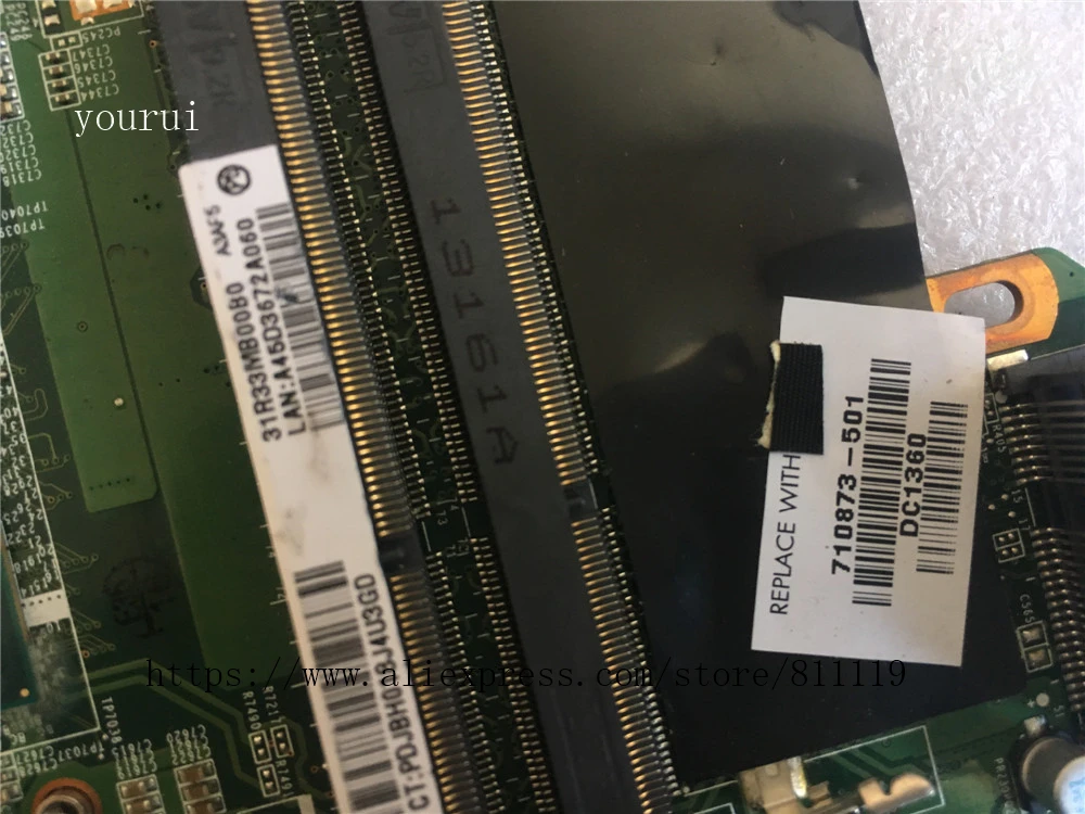 yourui для hp g4 2000 g6 2000 laptopmotherboard 710873 501 dar33hmb6a1 с i3 3110u процессо