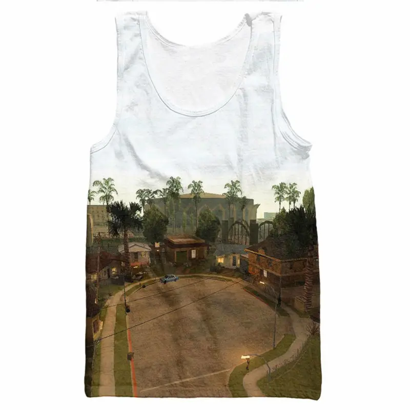 

Cartoon Tank Tops San Andreas Game 3d Print Grand Theft Auto Grove Street Summer Vest Jersey Tee Shirt Sleeveless Undershirt