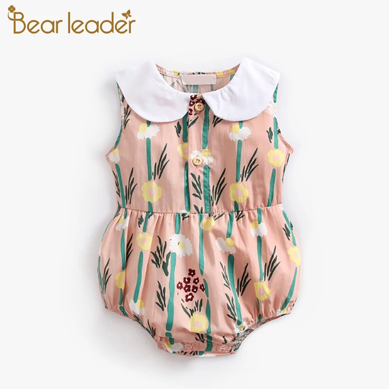 

Bear Leader Baby Summer Clothing New Fashion Infant Sweet Clothes Girls Floral Print Rompers Sleeveless Ruffles Jumpsuits 3M-24M