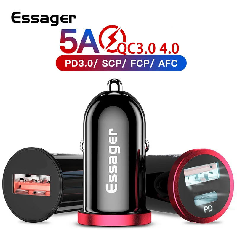 Essager Quick Charge 4,0 3,0 USB Автомобильное зарядное устройство для samsung iPhone Xiaomi huawei QC 4,0 3,0 PD Быстрая зарядка зарядное устройство для мобильного телефона
