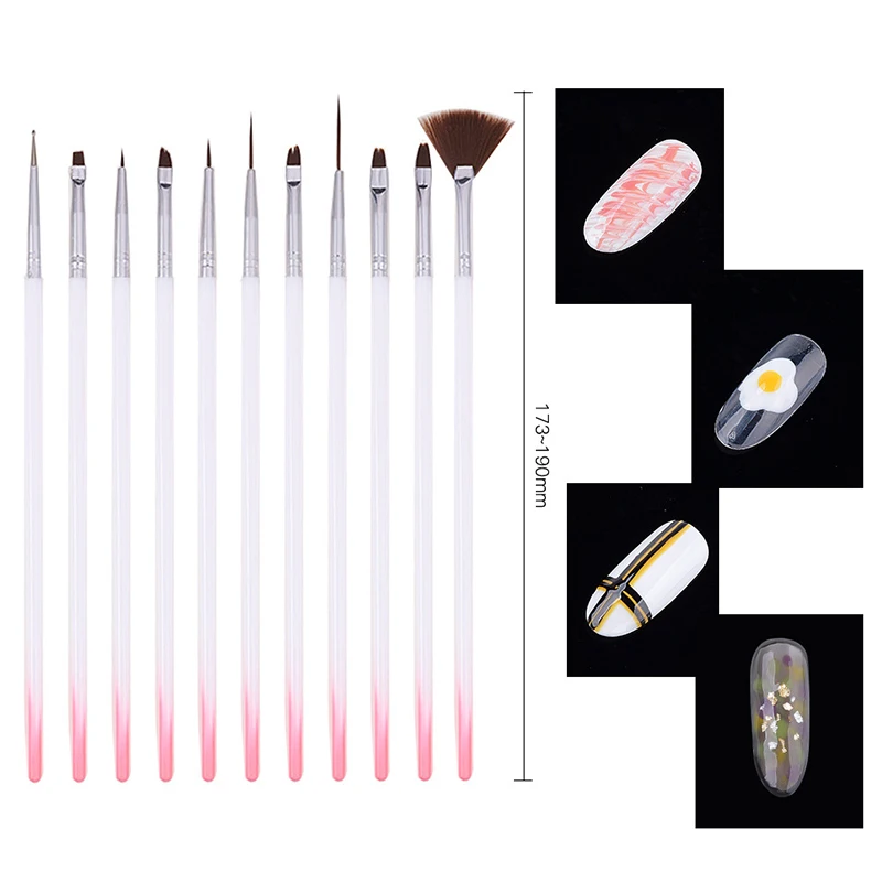 

Кисть для ногтей, 12 шт./компл., кисть для УФ-геля, акриловая, для дизайна ногтей, рисования, кисть для фототерапии, инструменты для маникюра
