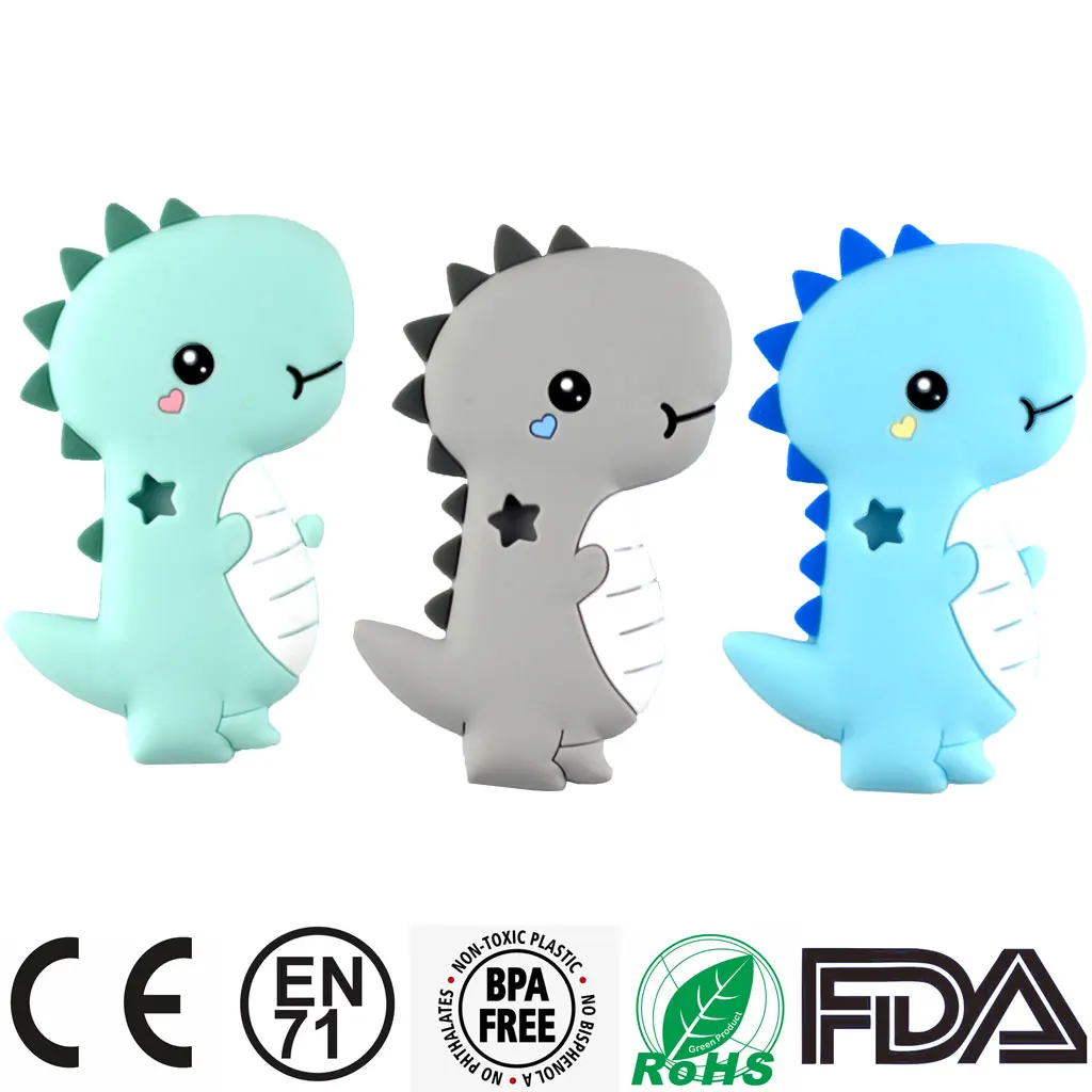 

Dinosaur Silicone Baby Teether,Rodent Pacifier,Food Grade Animals,Necklace Pendants DIY Teething Toy Gift,For Teeth Grow,Chewing