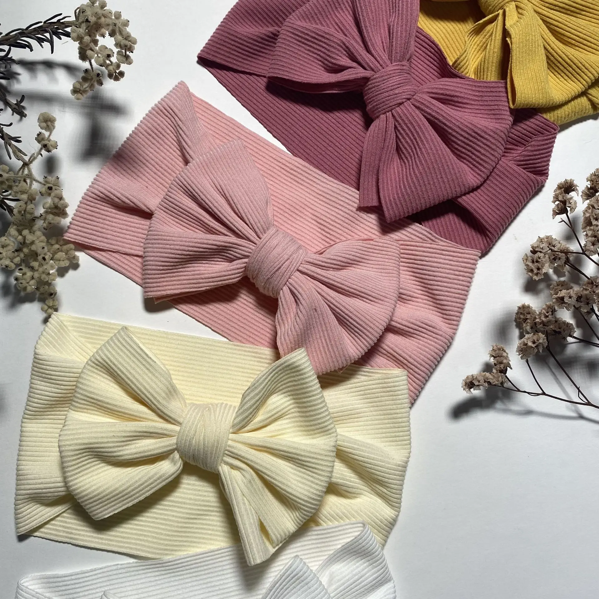 

24pc/lot Newborn Ribbed Headband Baby Bowknot Turban Head wraps Kids Ribbed Bows Children Girls Elastic Hair Accessories Bulk