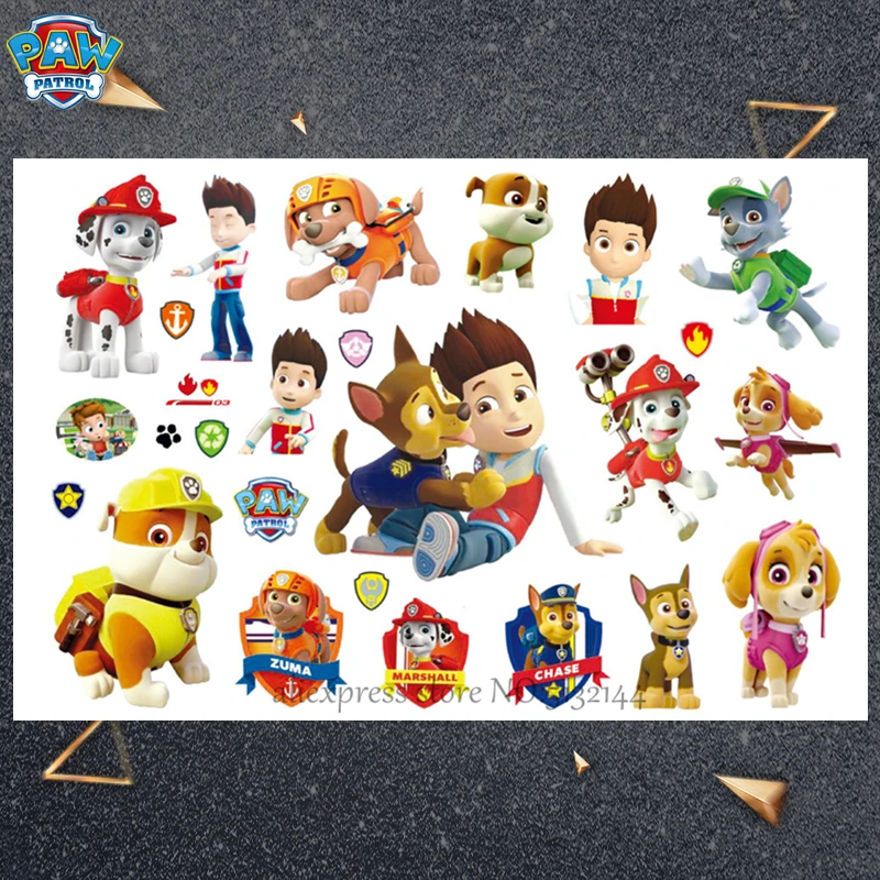Paw Patrol Cartoon Temporary Tattoo Sticker For Boys Children Toys Tatoo Paper Paste Waterproof Party Kids Gift