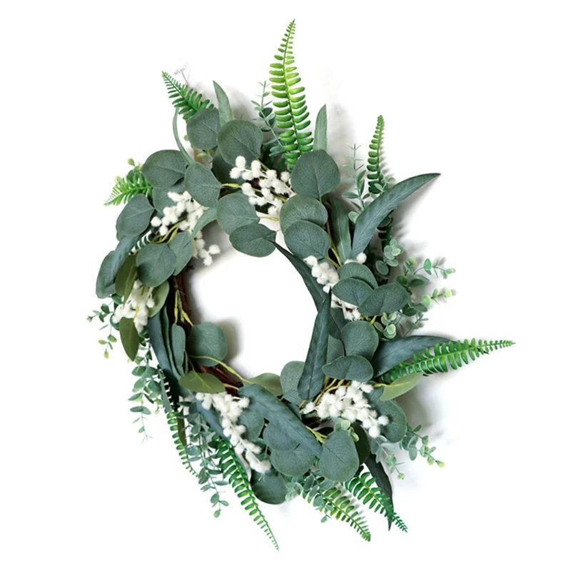 

Artificial Green Eucalyptus Door Wreaths Simulation Wild Leaves Garland Wreath Versatile Silk Flower Front Door Decor Household