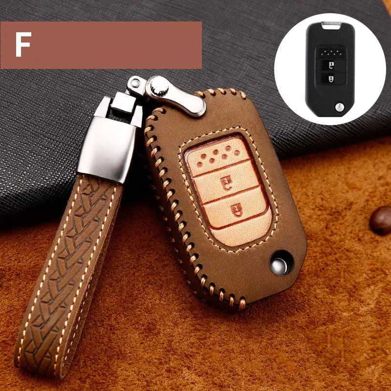 

Leather Car Remote Key Full Cover Case for Honda Civic X-RV Jazz Greiz Crdder CR-V HR-V Accede Crider Odyssey 2015-2018 Keychain