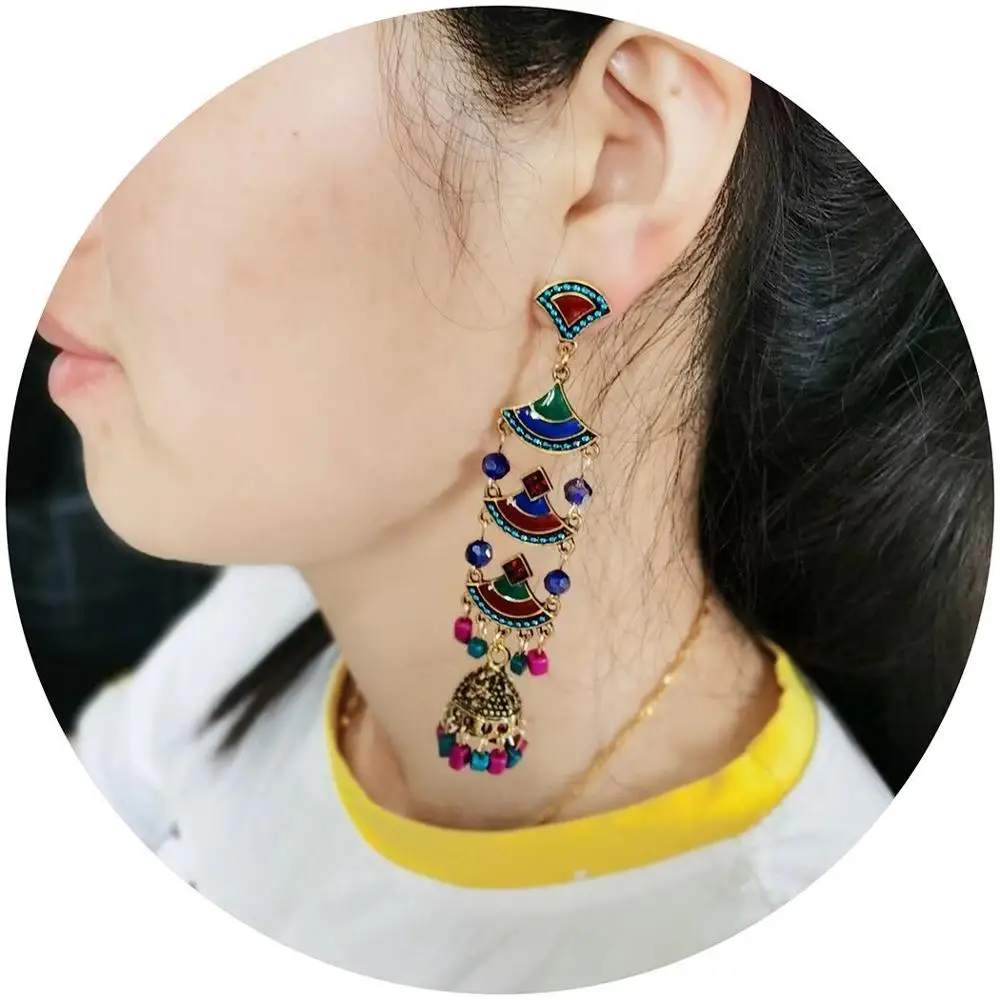 Винтажные Этнические украшения из бисера Индийские Jhumka маленькие серьги с