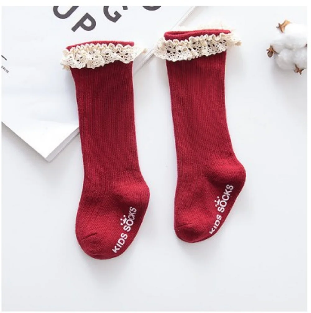 Kids girl cute socks Knee socks High Bow Knot Princess Socks Baby Socks Long Tube Booties Vertical Striped sokken meias 0-4Y - Color: 8