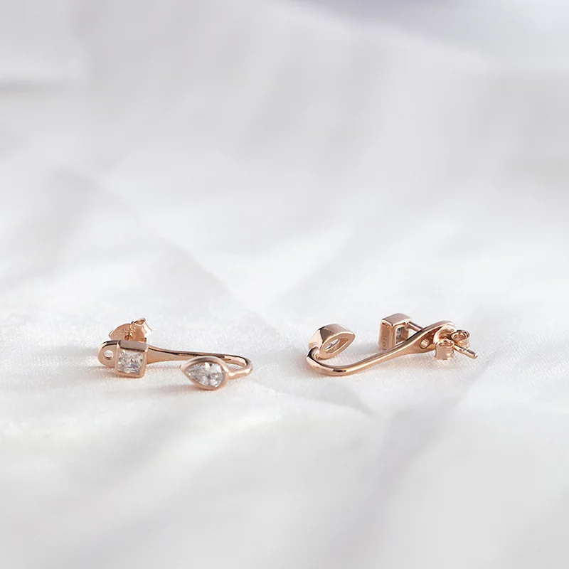 

925 Sterling Silver pan Earring Rose Gold Geometric Shapes For Women Wedding Party Gift Fashion Jewelry