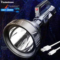 super bright 60000 lumens portable waterproof usb rechargeable flashlight suitable for searching in the dark camping out door