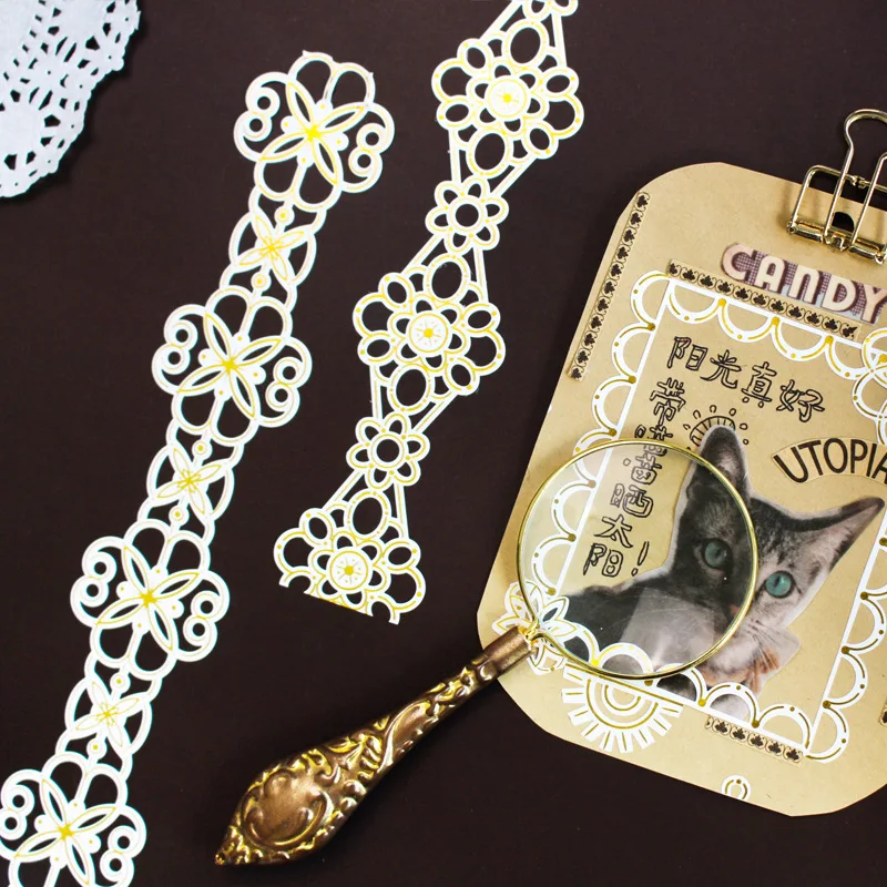 Винтажная клейкая лента в стиле ретро из золотой фольги декоративная крафт