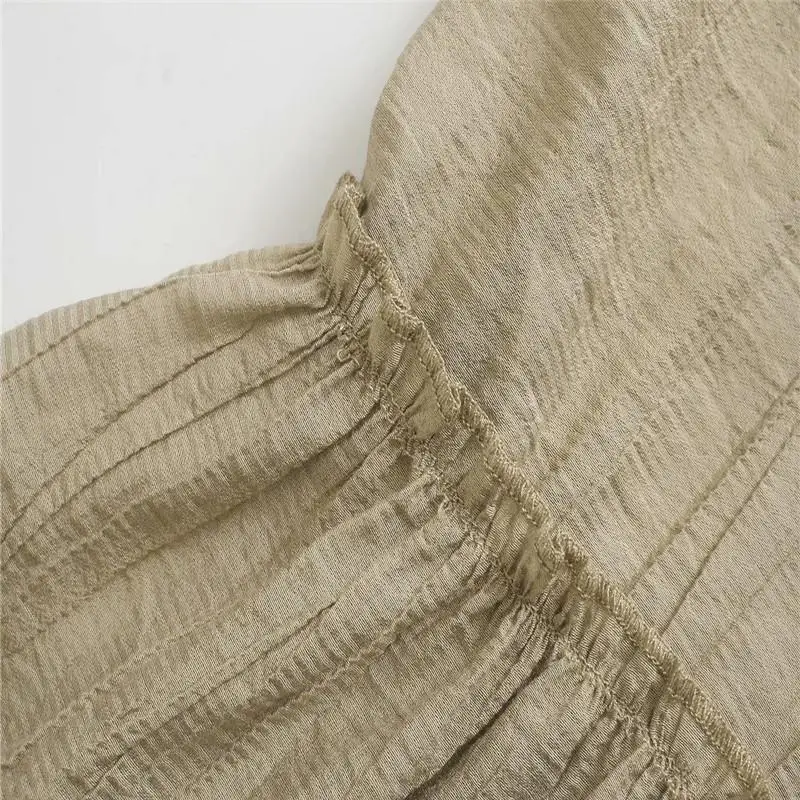 

Za 2021 Summer Ruffle Wrinkled Mini Dress Women Long Sleeve Loose Vintage Dresses Woman Fashion Button Up Flounced Hem Dress