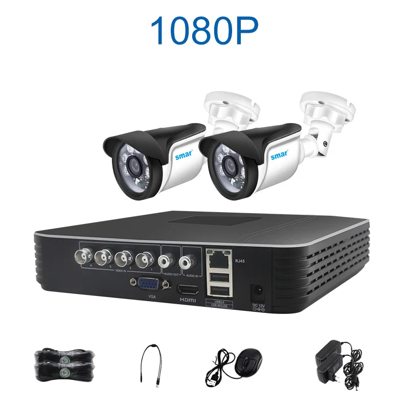 Sm4ch 1080N 5 в 1 AHD DVR комплект CCTV системы 4& 2 шт 720 P/1080 P IR AHD Camera Открытый водонепроницаемый комплект видеонаблюдения XMeye - Цвет: 2CH 2MP Outdoor kit