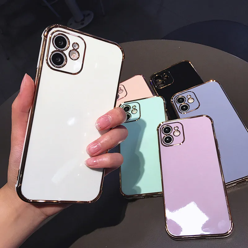 

Electroplated 6D Glossy Space Shell Phone Case For iPhone 11 12 Pro XS Max XR X Mini 7 8 Plus SE2020 Soft TPU Lens Protect Back