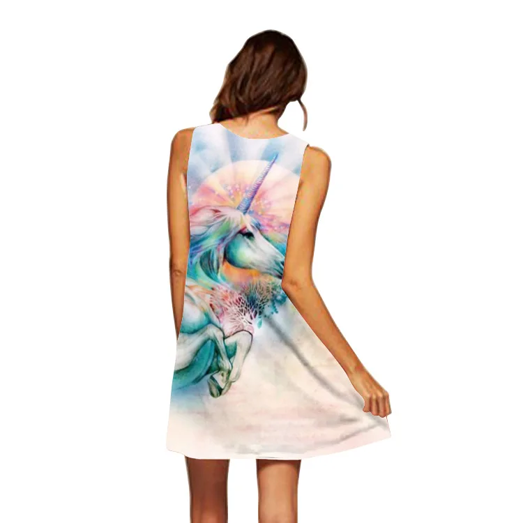 Женское платье в стиле единорога винтажное летнее пляжное вечернее бохо с 3D