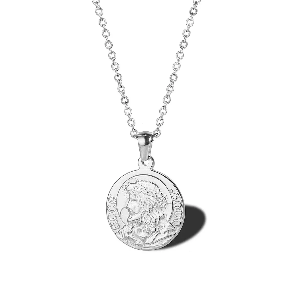 Винтажный круглый кулон в виде монеты из нержавеющей стали золотое ожерелье с