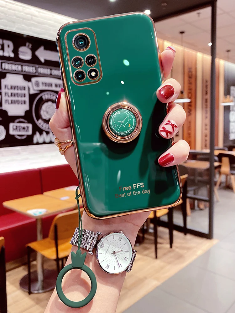 for infinix hot 11s 10 9 play case soft silicone plating slim with ring stand protective back cover case for infinix note 11 11s free global shipping